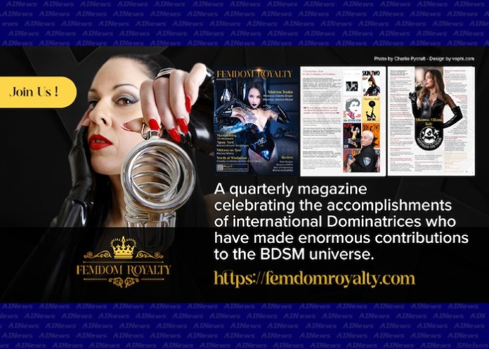 Lady-Bellatrix-launches-Issue-5-of-Femdom-Royalty-Magazine-featuring-Mistress-Youko-Femdom-Royalty-magazine-Issue-5-promo-Blue